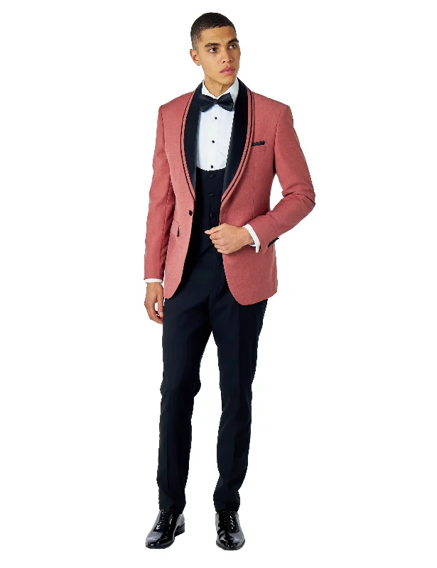 GREG – THREE PIECE WEDDING TUXEDO SUIT IN PINK/BLACK