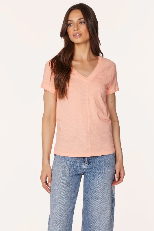 RIB MIX V-NECK TEE