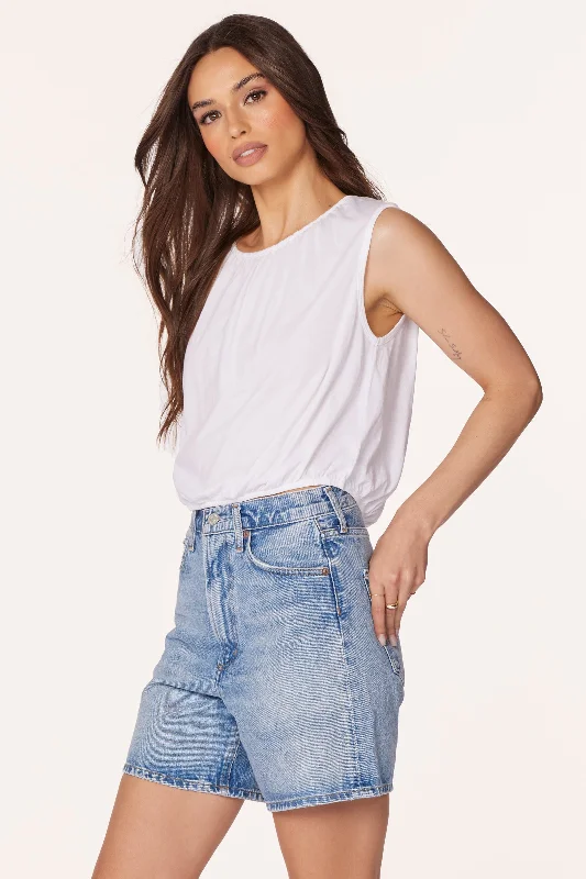 SHIRRED SLEEVELESS TEE