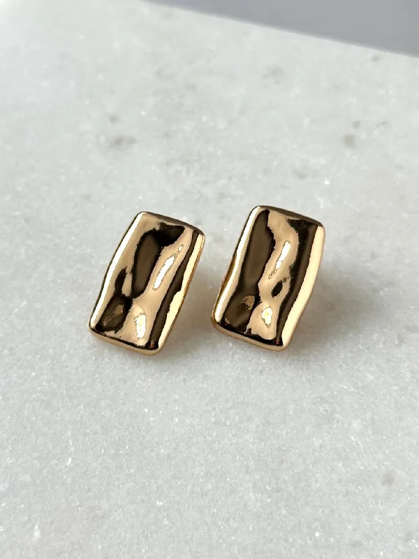 Amber Rectangle Studs- Gold