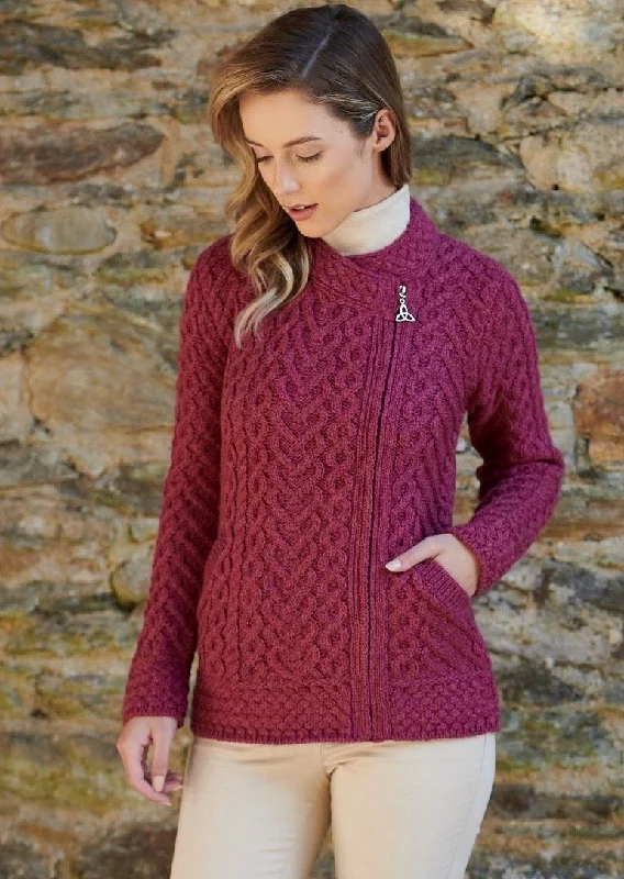 Aran Heart Design Zip Cardigan | Magenta