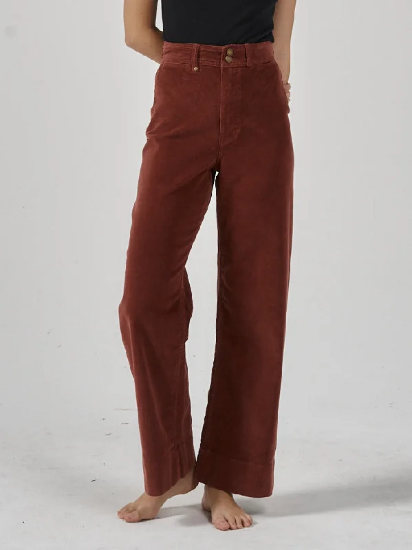 Belle Full Length Cord Pant - Burnt Henna