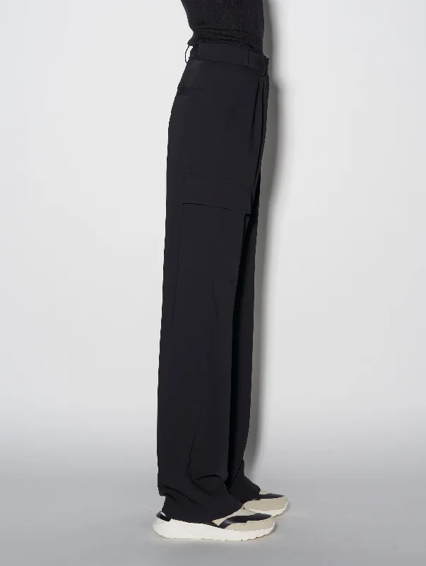 Black crepe combat trousers