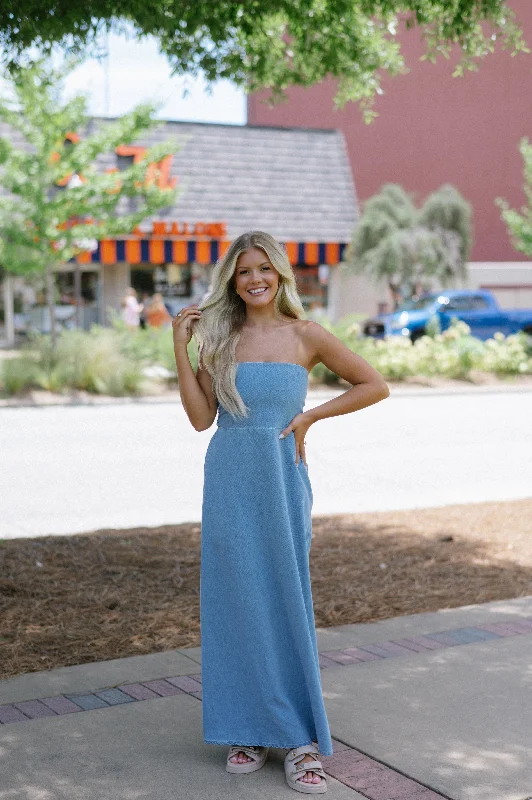 Brentley Maxi Dress-Denim