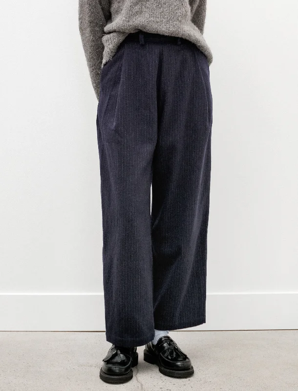 Georgia Trousers Pinstriped Japanese Wool Navy