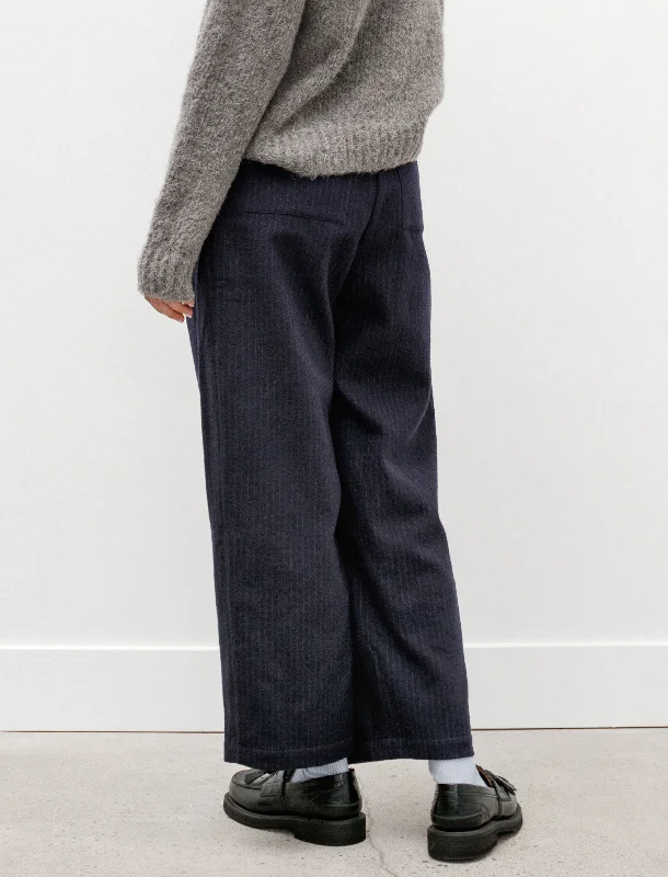 Georgia Trousers Pinstriped Japanese Wool Navy