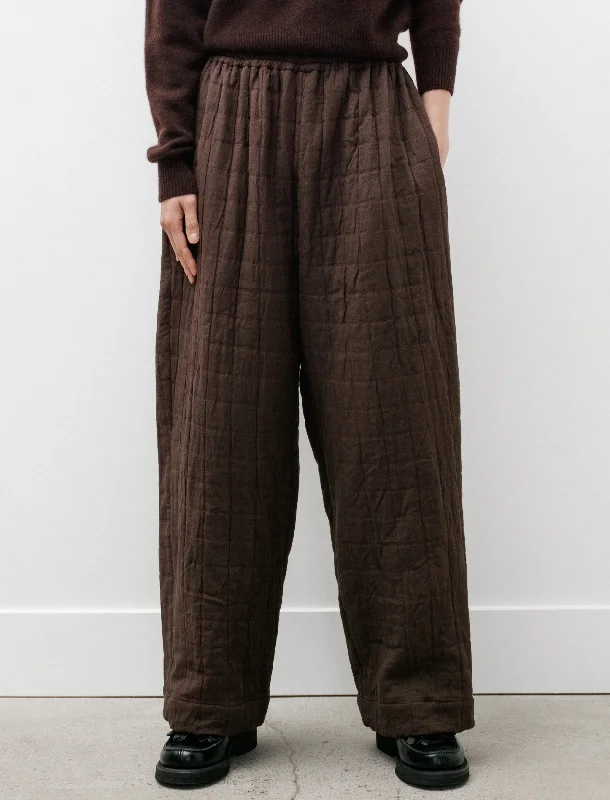 Luna Trousers Linen/Jacquard Cocoa/Blue