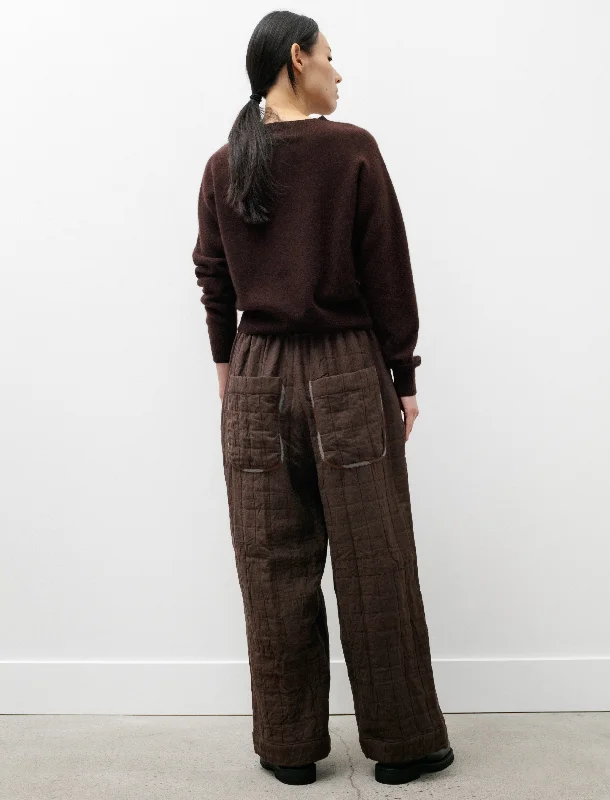 Luna Trousers Linen/Jacquard Cocoa/Blue