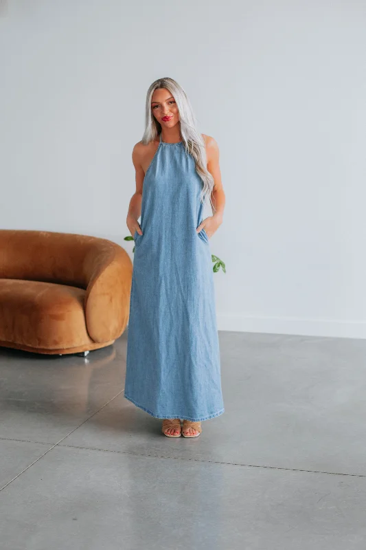 Debra Denim Maxi Dress