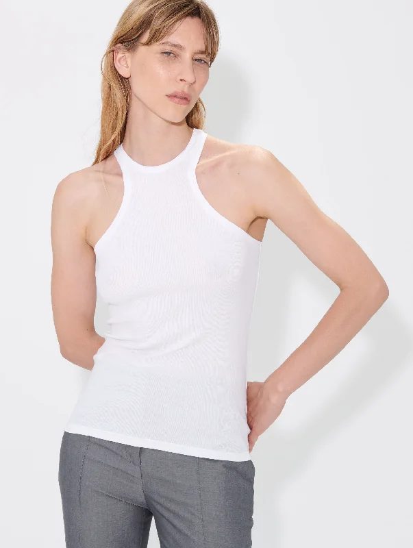 Halterneck cotton jersey tank top