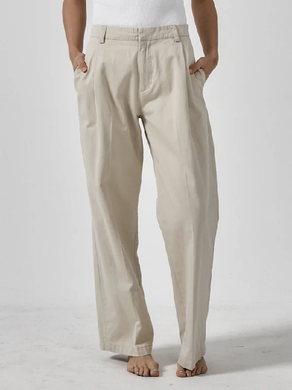 Ivy Mid Rise Pleated Pant - Parchment