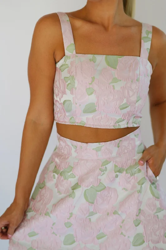 Janey Floral Skirt Set- Pink/Green