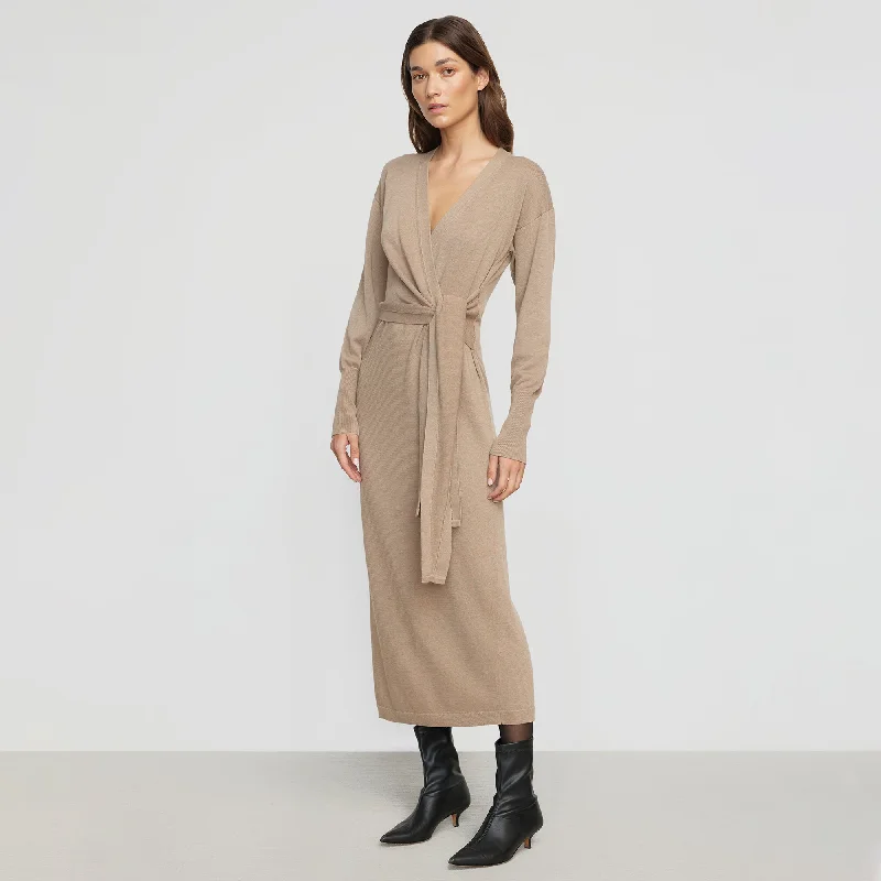 Linden Front-Wrap Sweater Dress