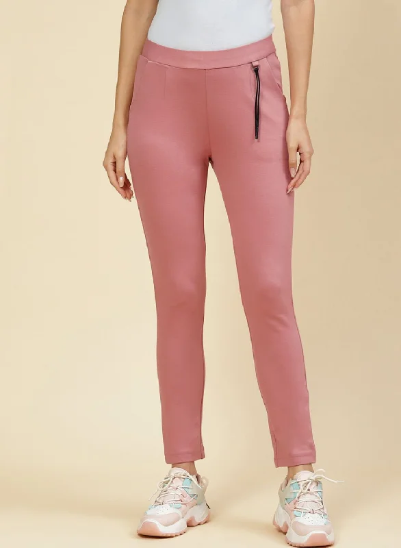 Women Pink Plain Jegging