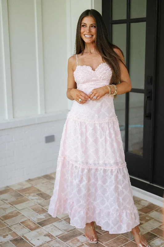 Pink Chiffon Detailed Maxi Dress