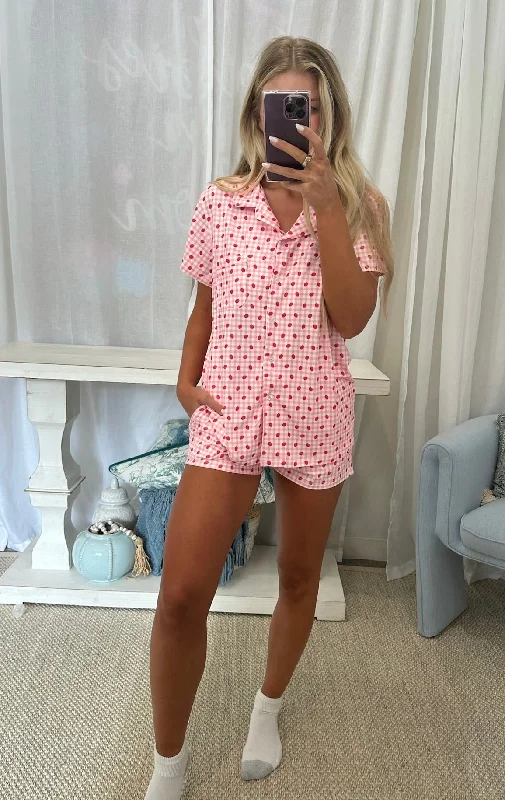 Strawberry Pajama Shorts-Pink