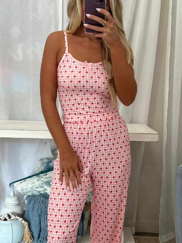 Strawberry Pajama Tank-Pink