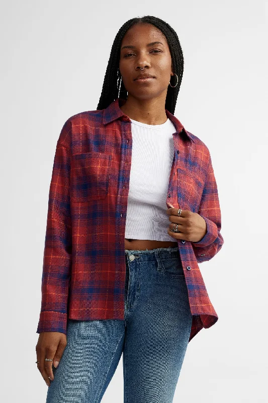 Chemise à carreaux en flanelle coupe ''Boyfriend'' - Femme