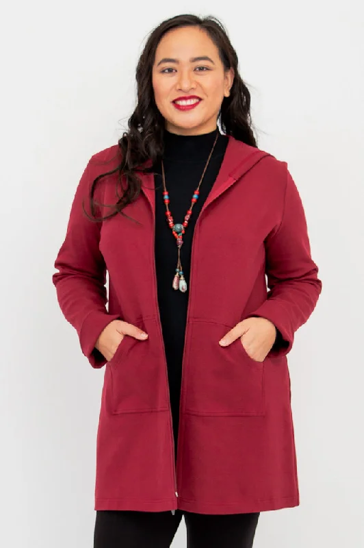 Cortes Jacket, Burgundy, Cotton