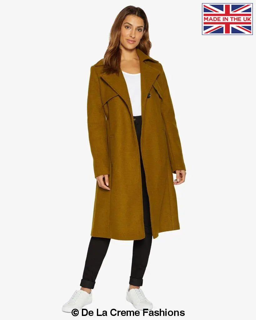 Dina Lapel Collar Duster Coat With Belt