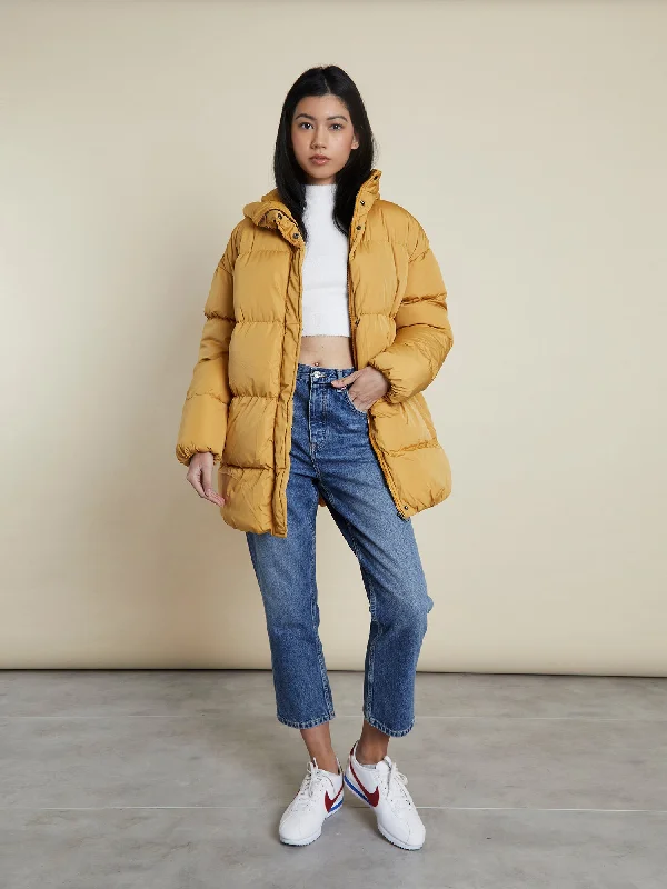 Glamorous Mustard Padded Longline Puffer Coat