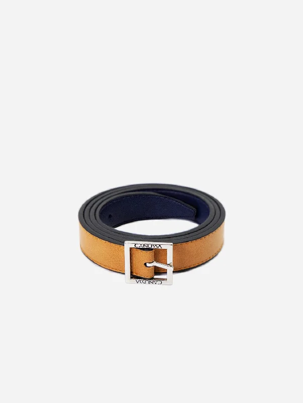 Go Reversible Vegan Leather Belt | Camel & Blue