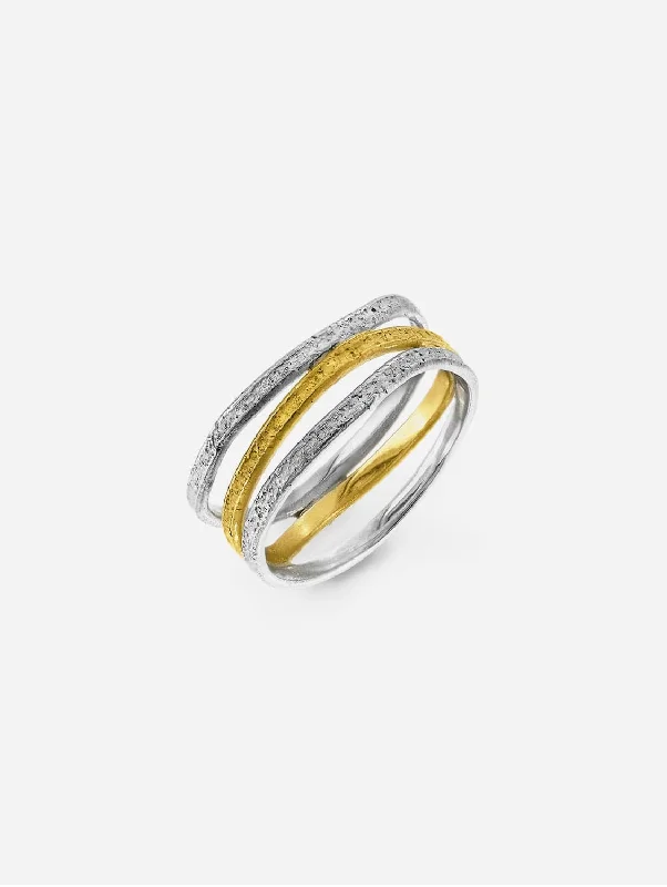 Gold & Silver Triple Nest Wedding Ring | 18ct or 9ct & Silver