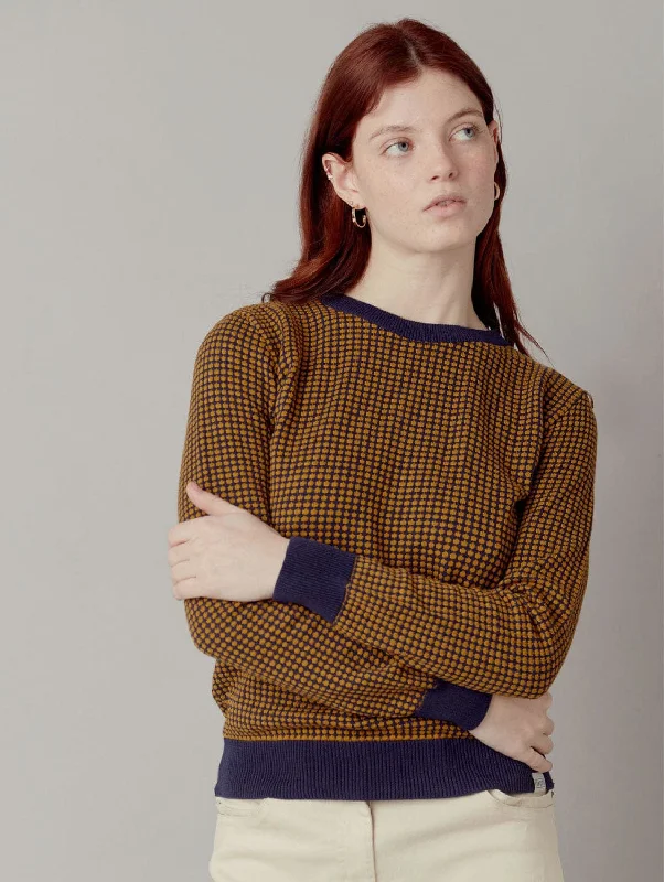 Hana Organic Cotton Jumper | Honey & Navy