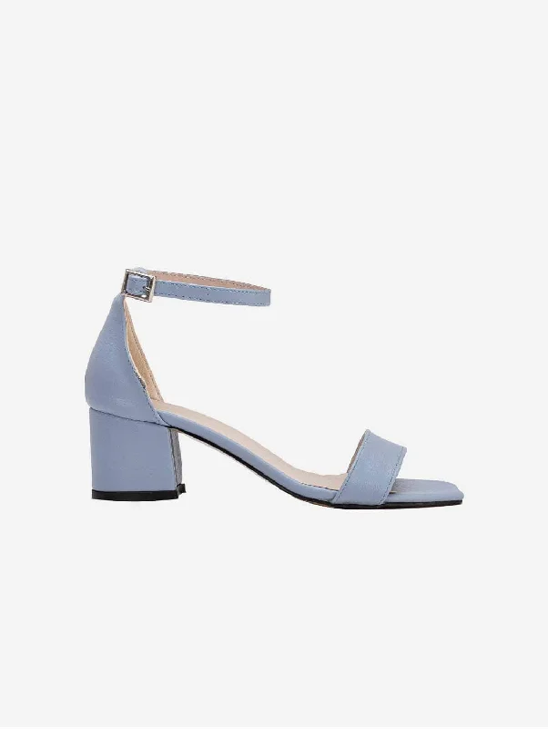 Hera Vegan Leather Ribbon Heeled Sandals | Baby Blue