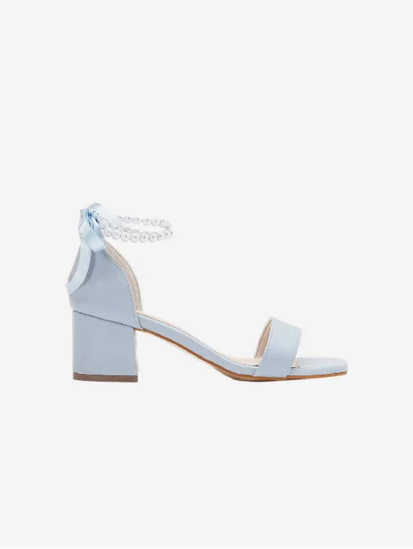 Illy Vegan Leather & Pearl Wedding Sandals | Baby Blue