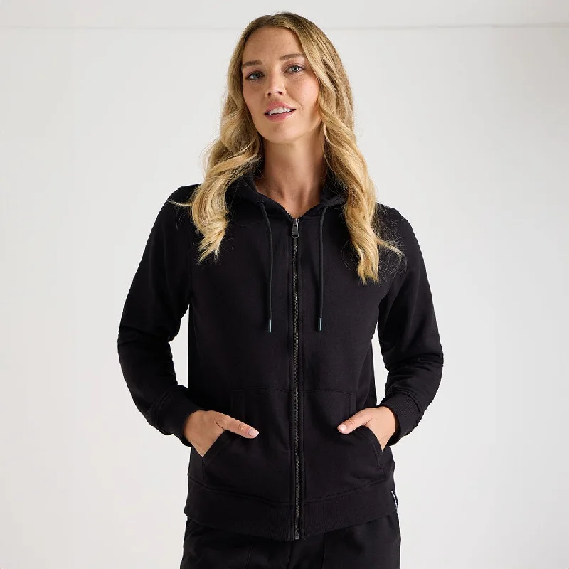 Ladies Black Zip Thru Hoodie