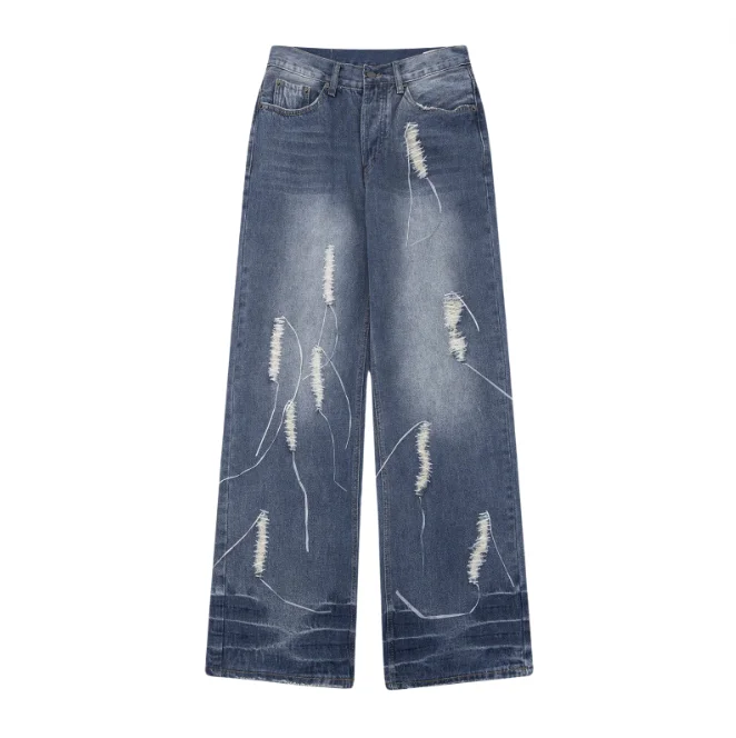 NB Distressed Decorative Band Loose Jeans