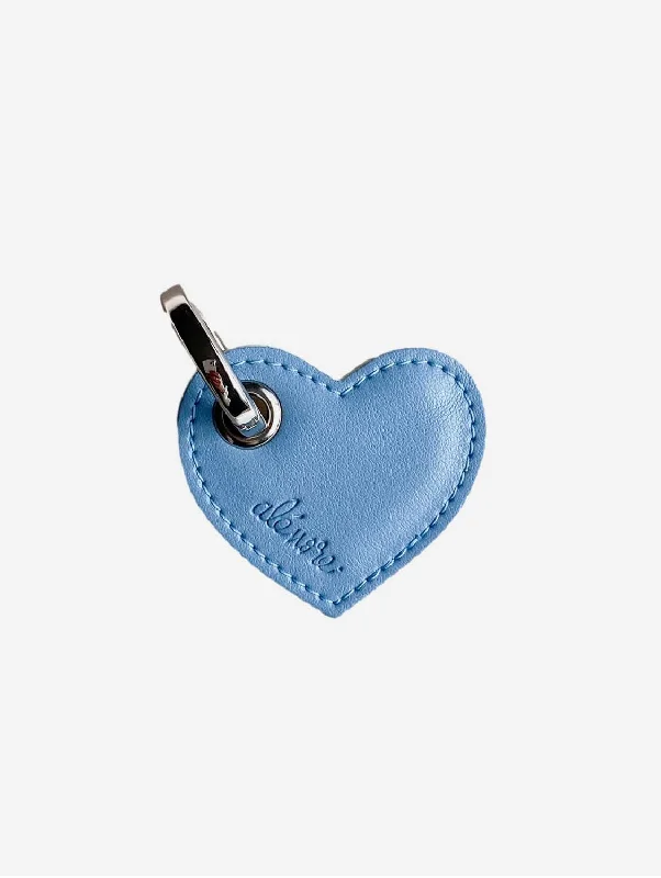 Heart Vegan Apple Leather Key Ring | Blue & White