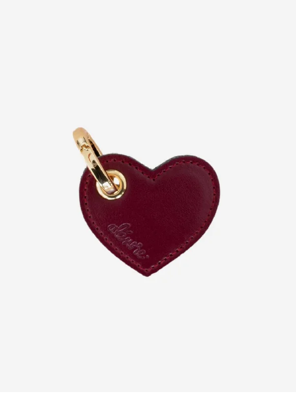 Heart Vegan Apple Leather Key Ring | Bordeaux & Black