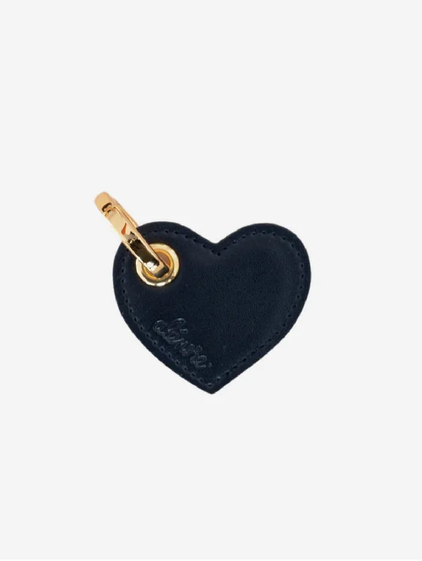 Heart Vegan Apple Leather Key Ring | Navy & Camel