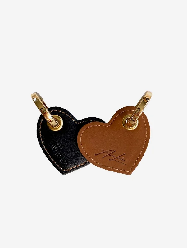 Heart Vegan Apple Leather Alias Louise x Alénore Key Ring | Black & Brown