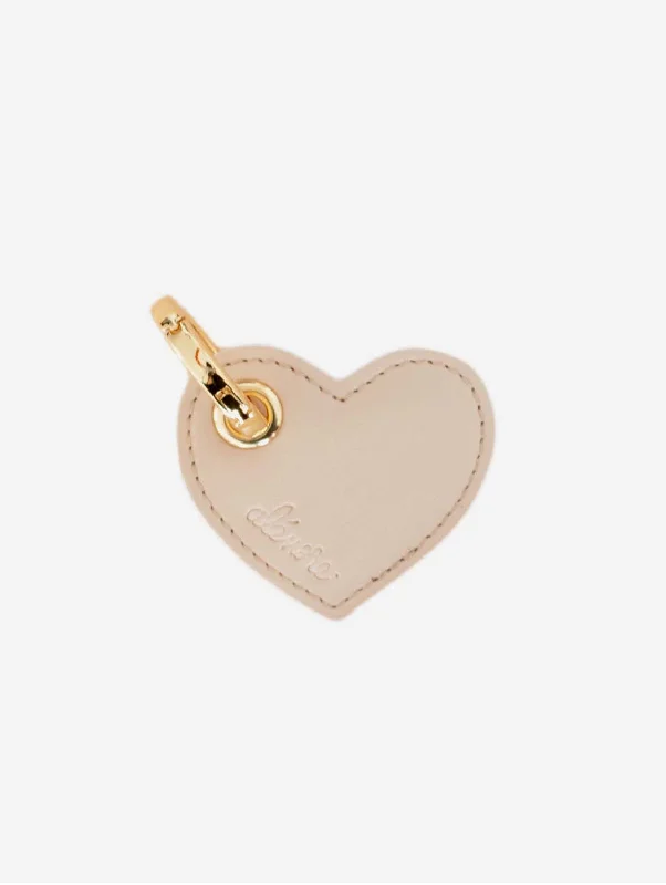 Heart Vegan Apple Leather Key Ring | Nude & White