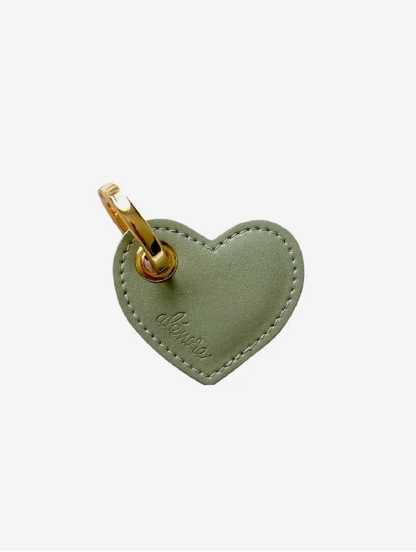 Heart Vegan Apple Leather Key Ring | Almond Green & Nude