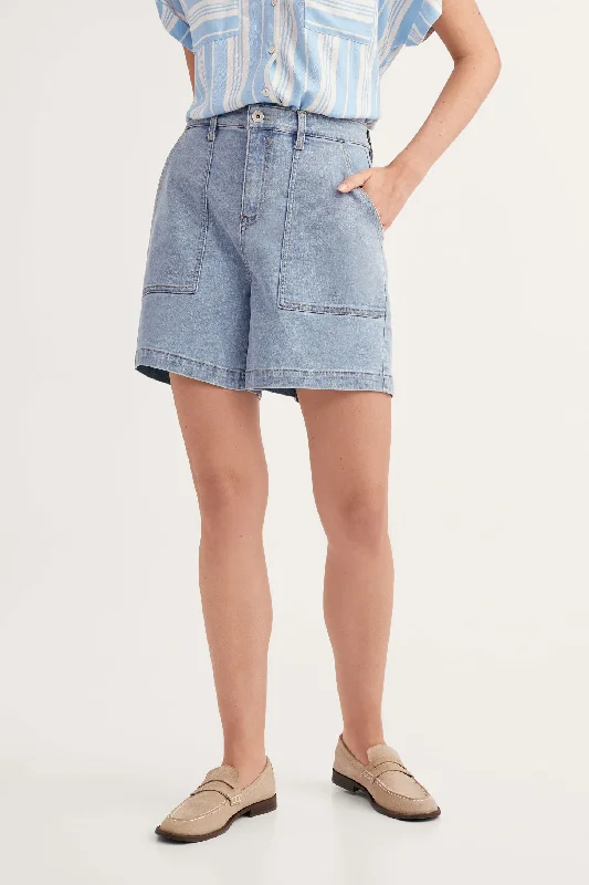 Short en jeans jambe évasée Lyocell - Femme