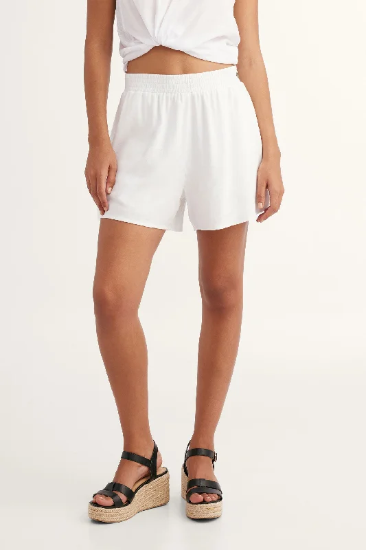 Short taille élastique lin - Femme