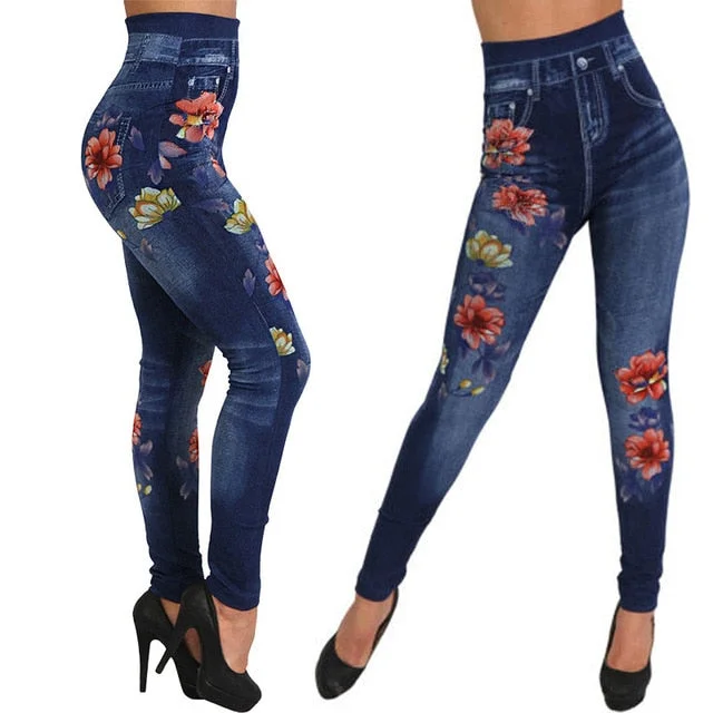 Stretch Embroidered Jeans For Women Elastic Flower Jeans Female Slim Denim Pants Pattern Jeans Pantalon Femme 2019 New