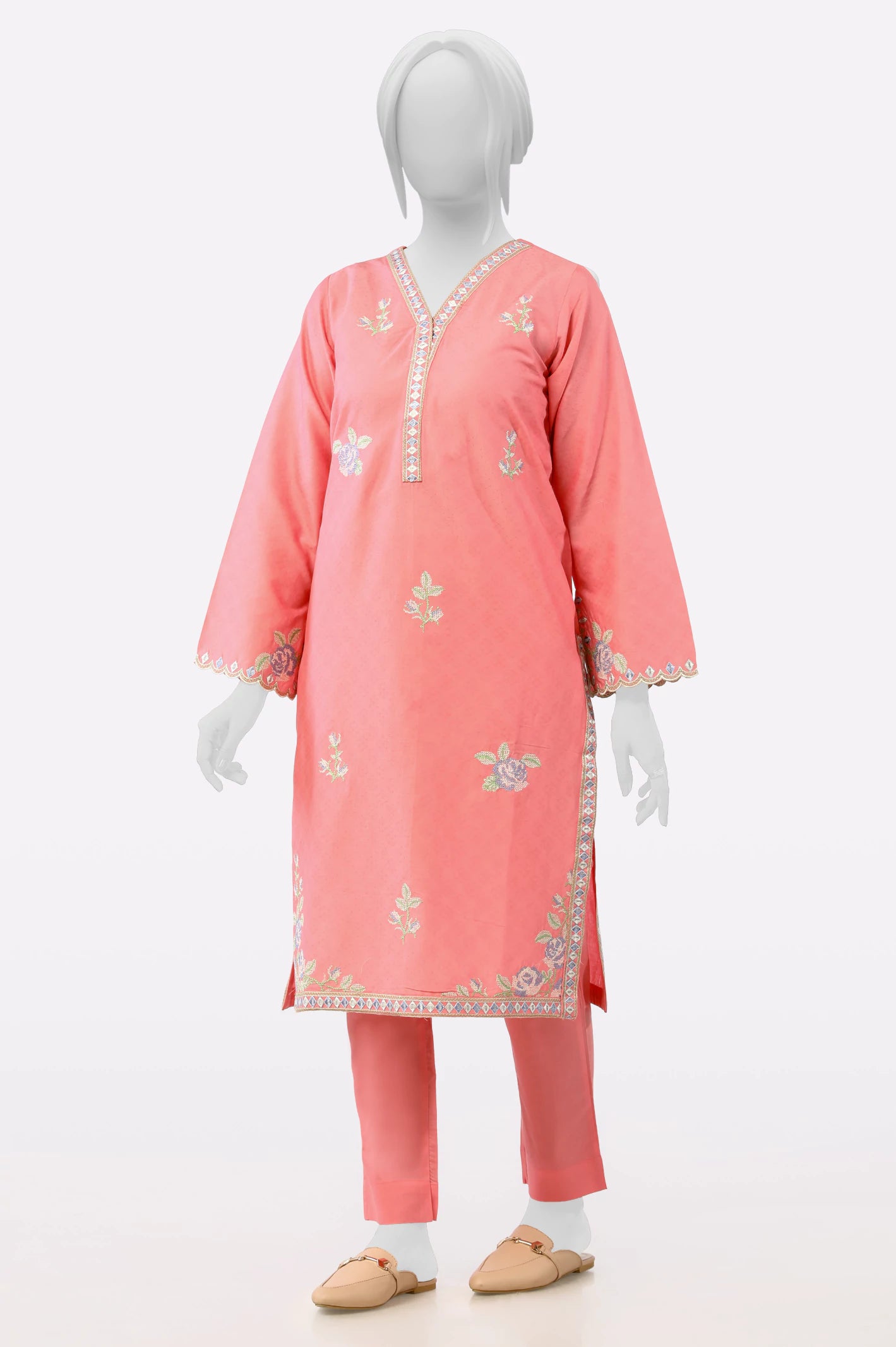 Pink Embroidered 2PC