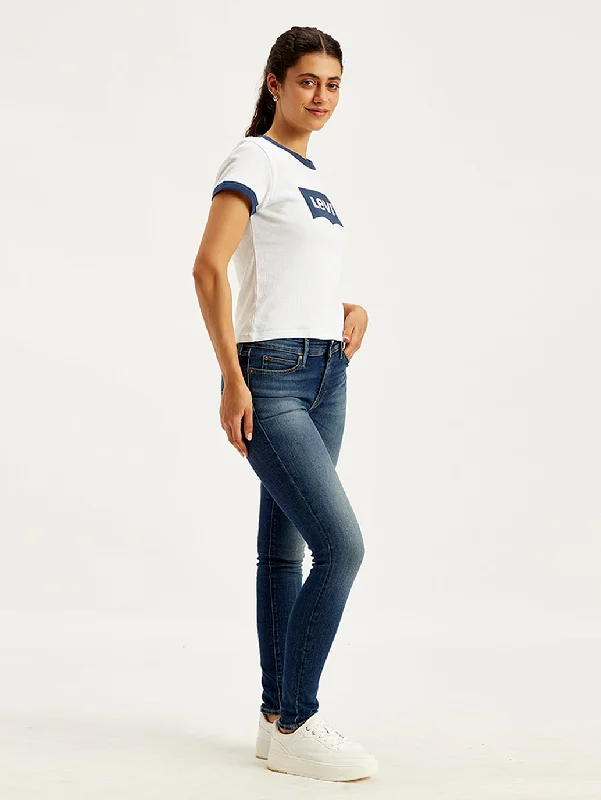 Women's Mid Rise 711 Skinny Blue Jeans