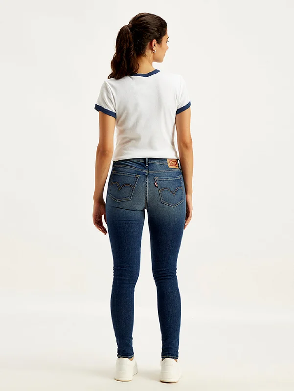 Women's Mid Rise 711 Skinny Blue Jeans