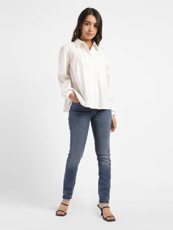 Women's Solid Spread Collar Shirt