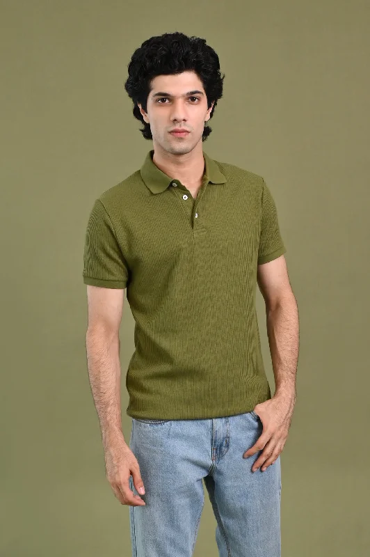 Men's Shirts with Lace-Up HemlinesTEXTURED POLO