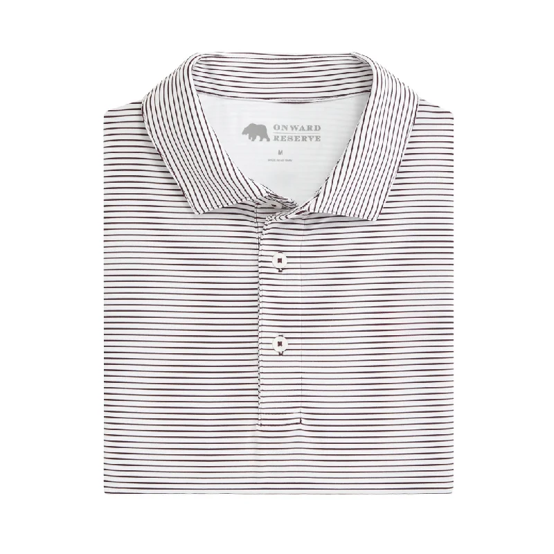 Lightweight Men's Linen ShirtsBirdie Stripe Performance Polo - White/Maroon