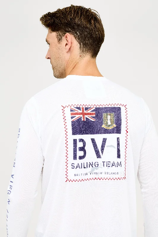 Men's Checked Short-Sleeve Shirts for Summer FunBVI Sailing Team UPF50 Shirt - White