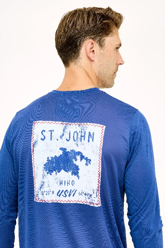 Men's Tab-Collar Shirts for a Crisp LookSt John Map Patch UPF50 Shirt - Racing Blue