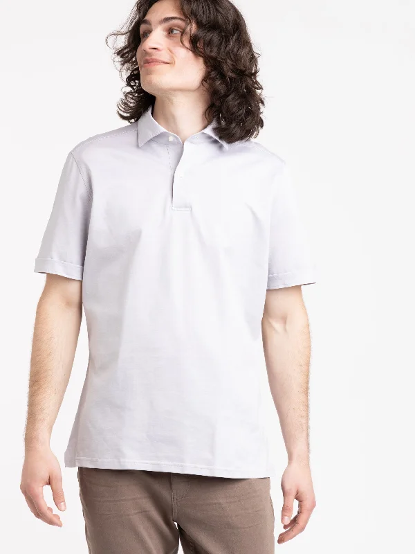 Men's Bold-Color Shirts for a Statement PieceGrey Jersey Short Sleeve Polo Shirt